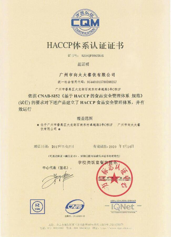 HACCP食品食品管理体系认证